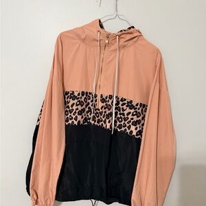 Main Strip Peach and Black Colorblock Windbreaker